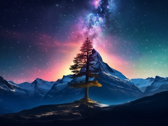 A tree in the mountains
