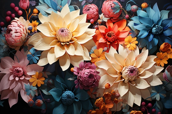 A group of colorful flowers