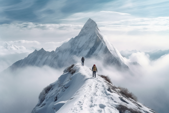 People walking on a snowy mountain