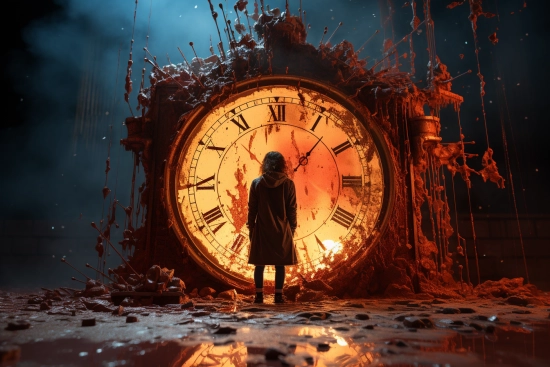 a person standing in front of a large clock