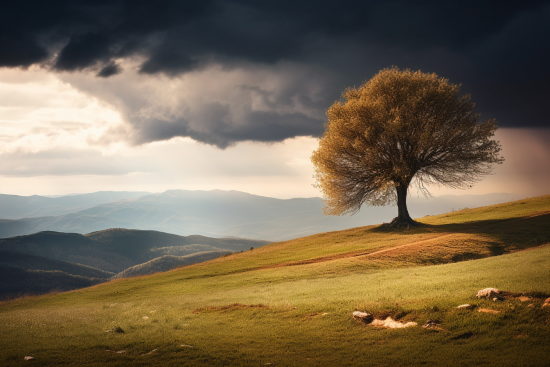 A tree on a hill