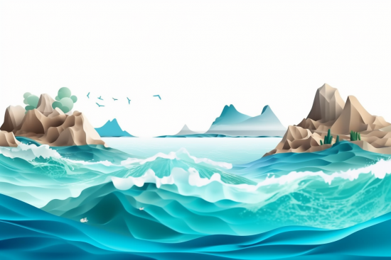 A water with waves and rocks