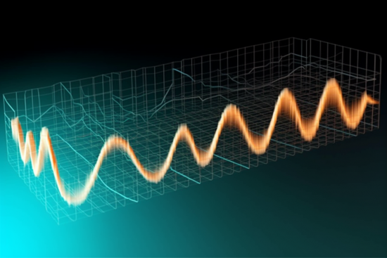 A wireframe of a sound wave