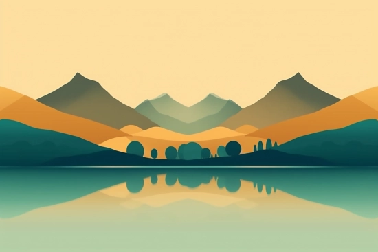 A landscape with mountains and water