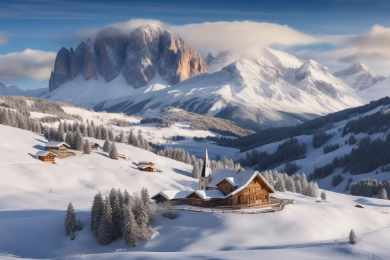 A building in the snow