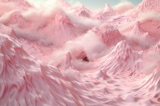 Pink mountains with white clouds
