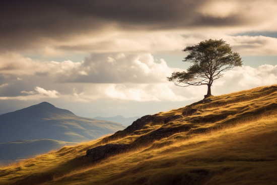 A tree on a hill