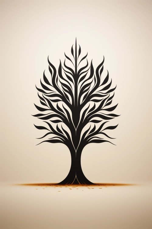 A black tree with leaves