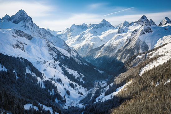 A snowy mountains with trees