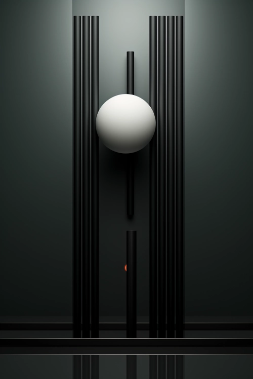 A white ball on a black surface